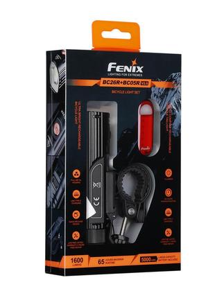 Комплект велофара передня та задня fenix bc26r+bc05rv20