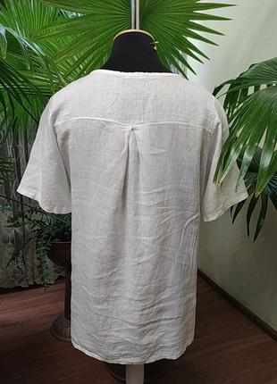 Льняная блуза с хлопковым кружевом, батал, 56-60 размер5 фото