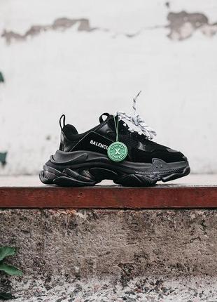 Женские кроссовки balenciaga triple s clear sole black «white logo» баленсиага