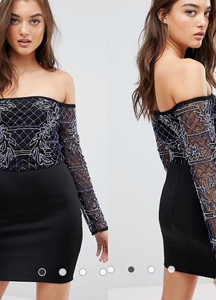 Вечернее коктейльное платье футляр asos с бисером