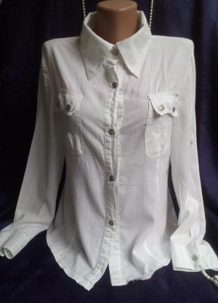 100% лен! 🎋 натуральный хлопок коттон блузка сорочка на кнопках блуза рубашечного кроя с карманами1 фото