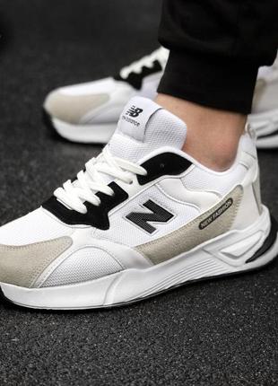 Мужские стильные кроссовки new balance біло-сірого кольору з чорним