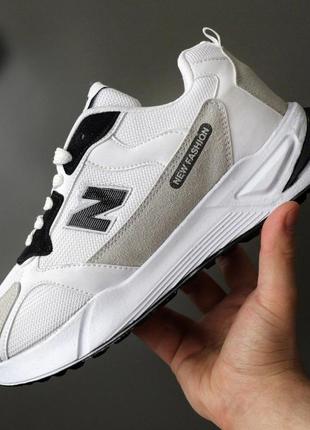 Мужские стильные кроссовки new balance біло-сірого кольору з чорним3 фото