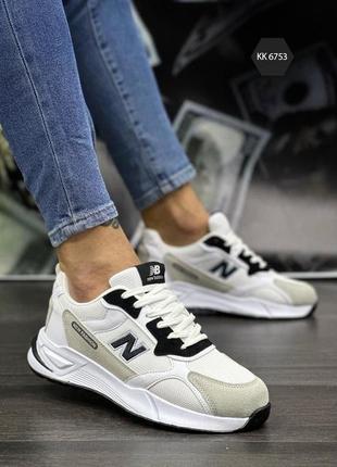 Мужские стильные кроссовки new balance біло-сірого кольору з чорним2 фото