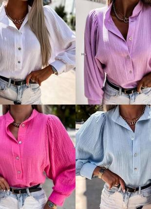 Жіноча муслінова сорочка 4 кольори розміри s-m і м-l8 фото
