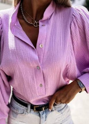 Жіноча муслінова сорочка 4 кольори розміри s-m і м-l5 фото