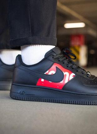 Nike air force supreme black red, мужские кроссовки найк