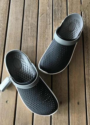 Крокс лайтрайд клог чорні з білим crocs literide clog black/smoke6 фото