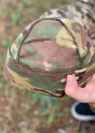 Армейская флисовая шапка мультикам всу теплая тактическая шапка на флисе военная шапка мультикам2 фото
