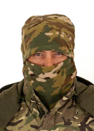 Армейская флисовая шапка мультикам всу теплая тактическая шапка на флисе военная шапка мультикам7 фото