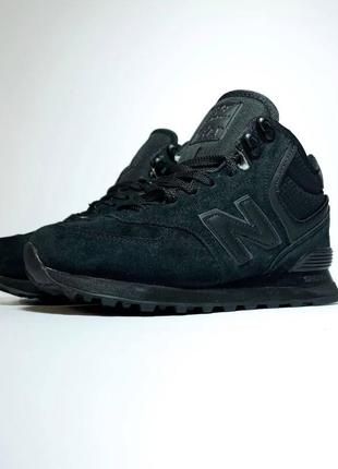 Зимові кросівки new balance 574 з хутром, кросівки нью беланс 574 чорні, нью беленс замшеві6 фото