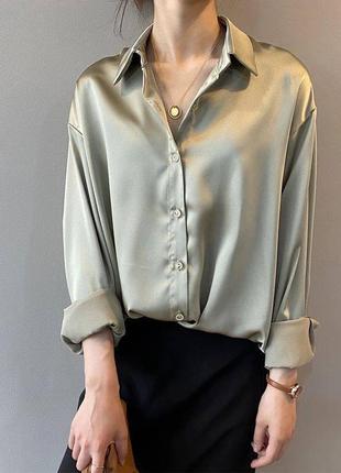 Жіноча шовкова сорочка 4 кольори, 42-46 розміри5 фото
