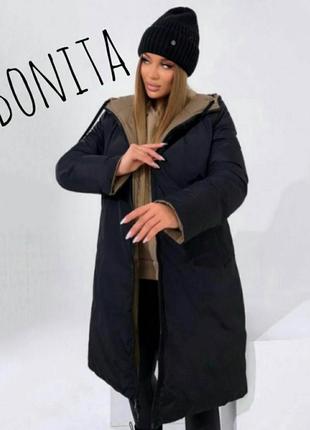 Женская двусторонняя зимняя куртка из плащевки канада на молнии5 фото