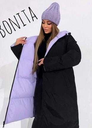 Женская двусторонняя зимняя куртка из плащевки канада на молнии4 фото