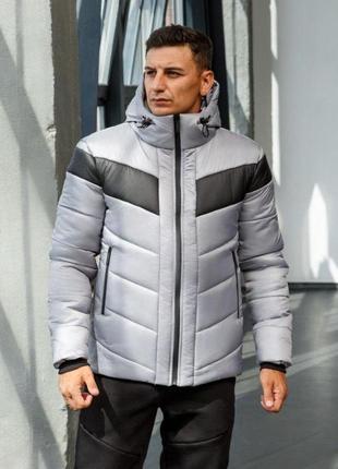 Мужская демисезонная стеганая куртка с капюшоном 2 цвета размеры s-xxl