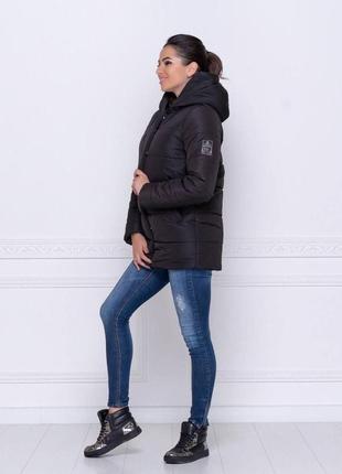 Женская зимняя стеганая куртка из плащевки эмми с капюшоном10 фото