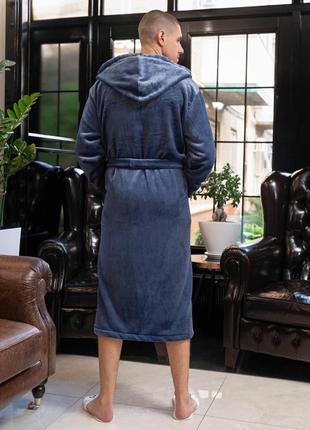 Мужской парный теплый длинный халат махровый полированный 3 цвета размеры 46-566 фото