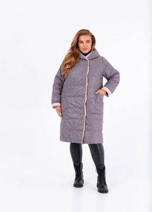 Женское осеннее пальто двустороннее на кнопках 3 цвета размеры 42-563 фото