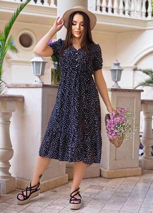 Женское летнее платье на пуговицах 3 цвета размеры 42-567 фото