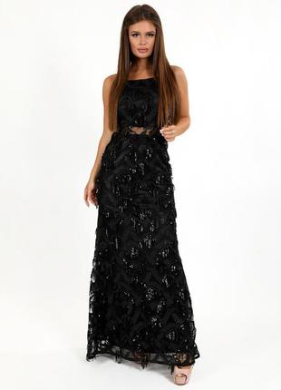 Платье женское чёрное вечернее макси modna kazka mkeng2258-1 44