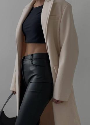 Женское демисезонное пальто черного цвета кашемировое, 2 цвета3 фото