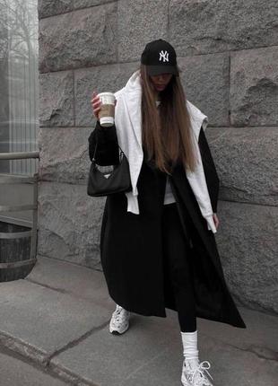 Женское демисезонное пальто черного цвета кашемировое, 2 цвета6 фото