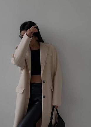 Женское демисезонное пальто черного цвета кашемировое, 2 цвета2 фото