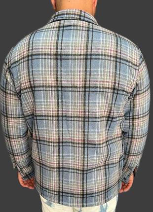 Мужская рубашка куртка с овчиной клетка 6 цветов размеры l-xxl5 фото