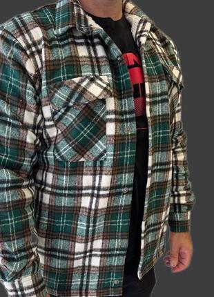 Чоловіча сорочка куртка з овченою клітинкою 6 кольорів розміри l-xxl
