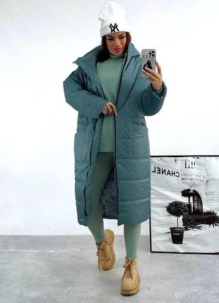Женская куртка пальто удлиненная з капюшоном на синтепоне 5 цветов4 фото