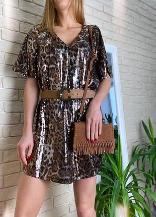 Леопардів сукню в паєтки canda