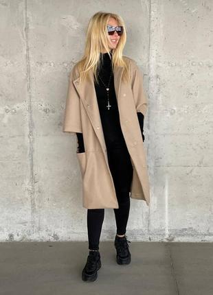 Женское кашемировое пальто с рукавом 3/4 2 цвета, 42-46 размеры4 фото
