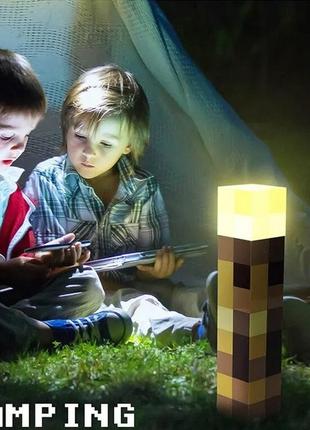 Світильник (нічник) led факел minecraft brownstone (оновлена версія)7 фото