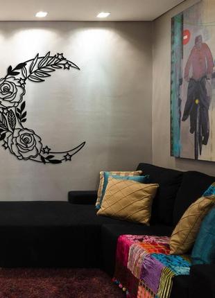 Декоративная картина из металла цветущая луна, панно на стену