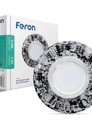 Вбудований світильник feron cd830 mr16 срібло-чорний з led підсвічуванням smd2835 15leds 4000k