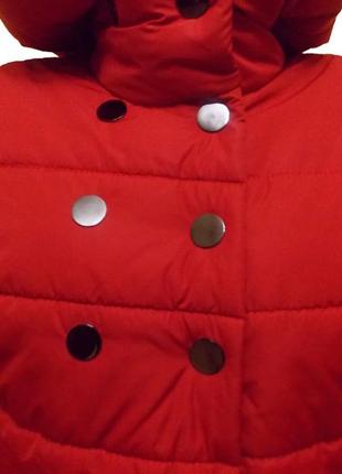 Пальто женское зимнее стёганное красное 464 фото
