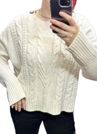 Білий в’язаний светр з альпакою2 фото