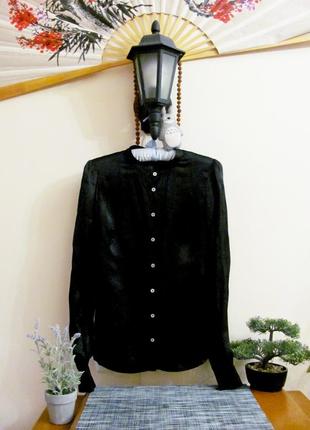 Черная шелковая рубашка h&m, натуральный шелк1 фото