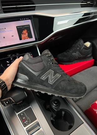 ❄️чоловічі кросівки new balance 574 all black suede fur❄️