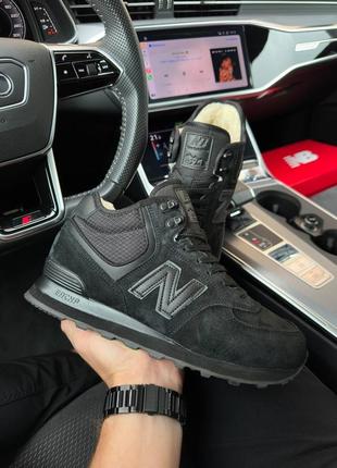 ❄️мужские кроссовки new balance 574 all black suede fur❄️2 фото