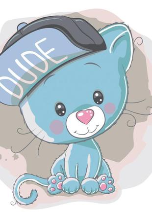 Картина за номерами strateg преміум кошеня в шапці з лаком розміром 30х30 см es046