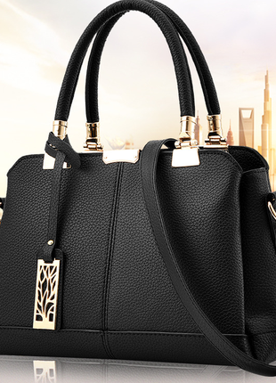 Модная женская сумка с брелоком, стильная большая женская сумочка экокожа4 фото