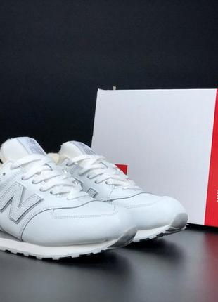 Жіночі зимові кросівки new balance 574 winter white, білі шкіряні кросівки нью беленс 574, nb 574 ню беланс4 фото