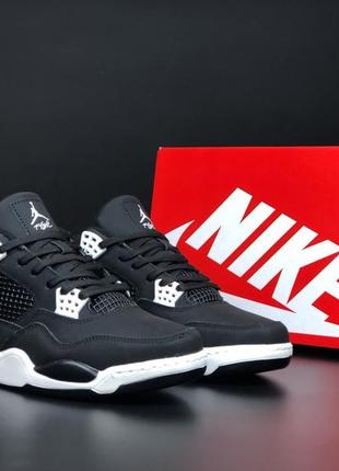 Мужские зимние термо кроссовки jordan 4 / чоловічі утеплені кросівки air jordan kids 4 retro black canvas3 фото