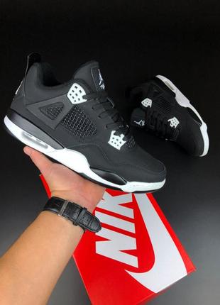 Мужские зимние термо кроссовки jordan 4 / чоловічі утеплені кросівки air jordan kids 4 retro black canvas