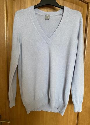 Бледно голубого цвета тонкий женский пуловер из кашемира 46-50 р