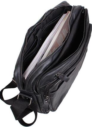 Мужская кожаная сумка на плечо pre1863black, черный10 фото