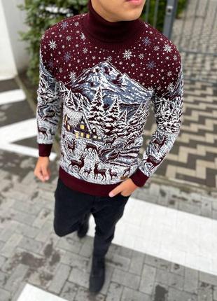 Шерстяной новогодний свитер, шерстяной свитер7 фото