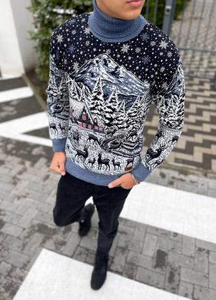 Шерстяной новогодний свитер, шерстяной свитер9 фото