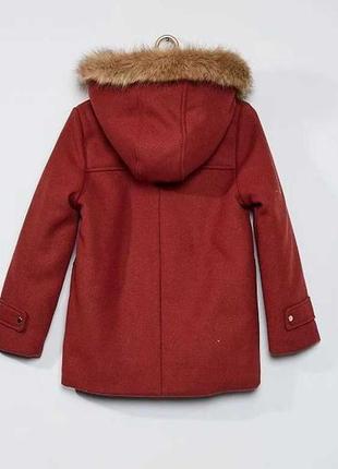 Дитяче демісезонне бордове пальто kiabi для дівчинки3 фото
